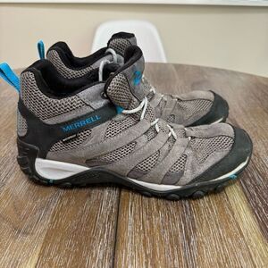Merrell Women's Alverstone Mid Hiking Boots Grey/Teal Sz 10